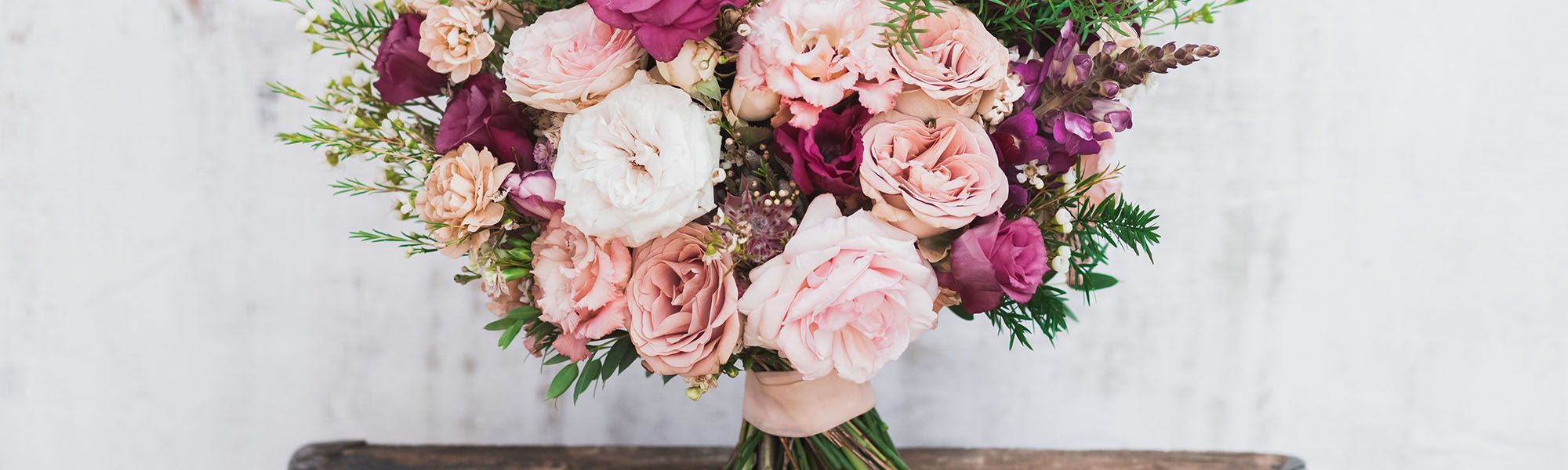 bouquet rond rose pale et violet